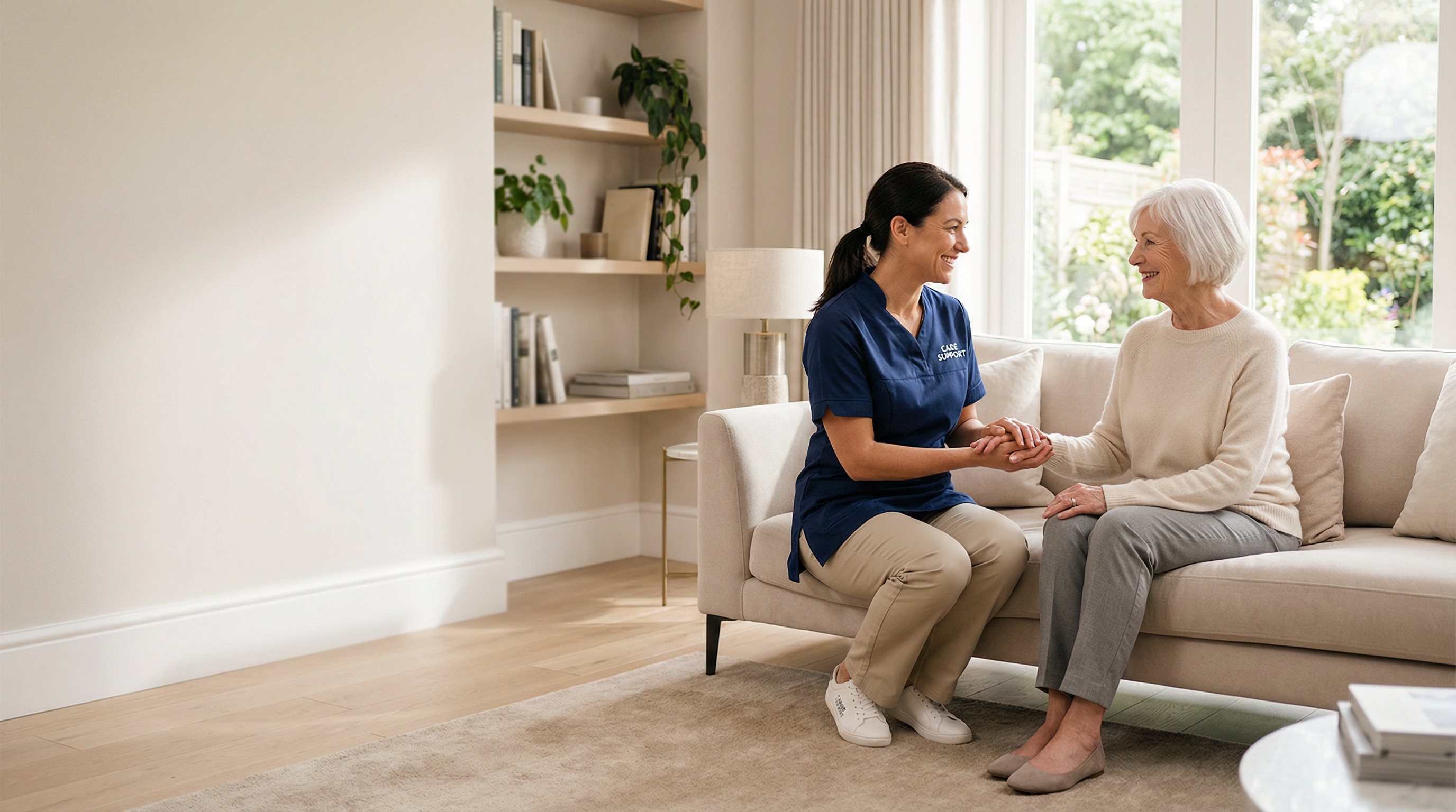 FairPflegeBox Pflegerin betreut Seniorin zu Hause